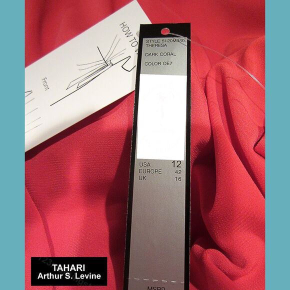 TAHARI ASL NEW Romantic THERESA Ruche Double Ring Tie Bell Sleeve Dress 12 - Picture 5 of 12